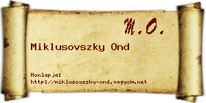 Miklusovszky Ond névjegykártya